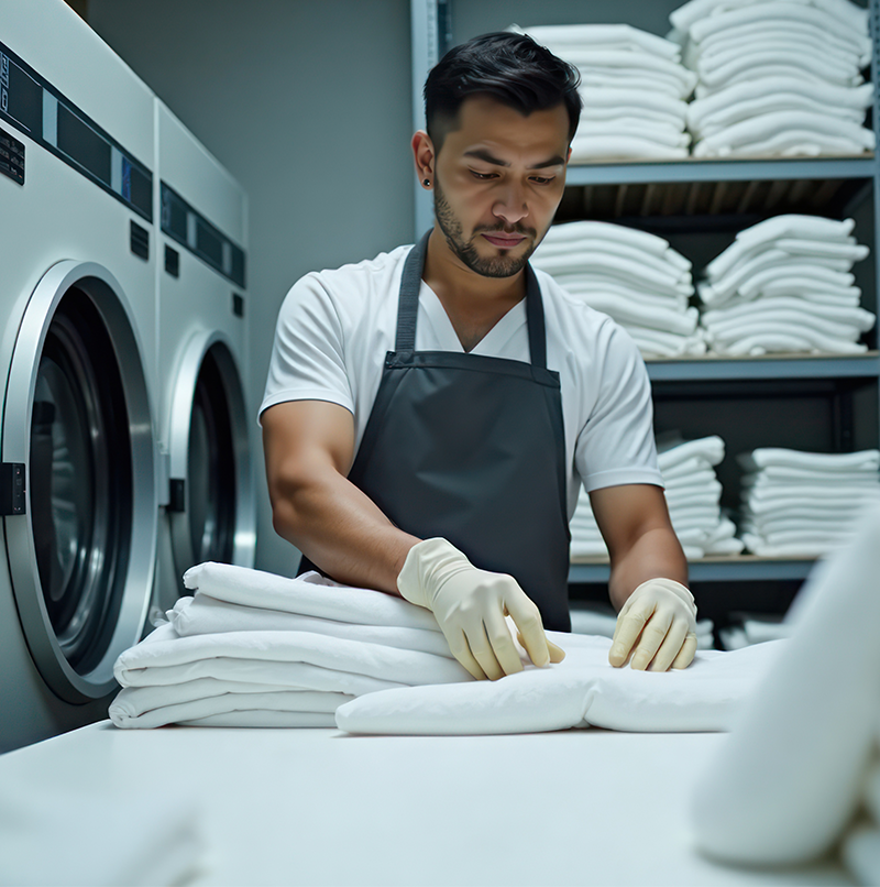 Clean folded commercial linens