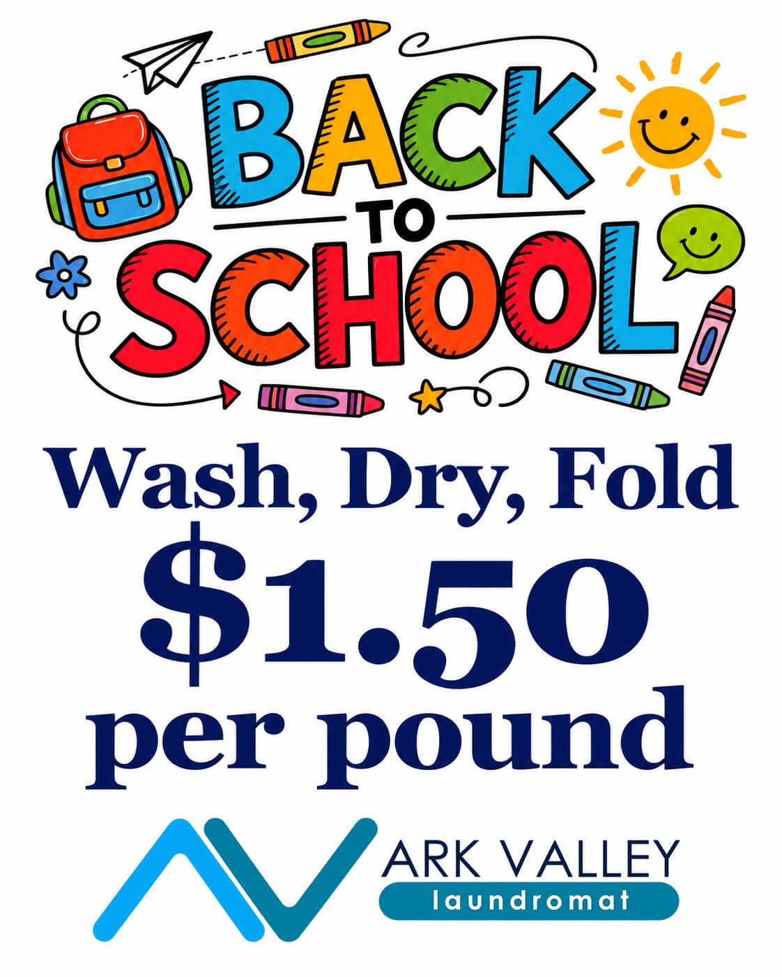 Back to School Wash, Dry, Fold Offer